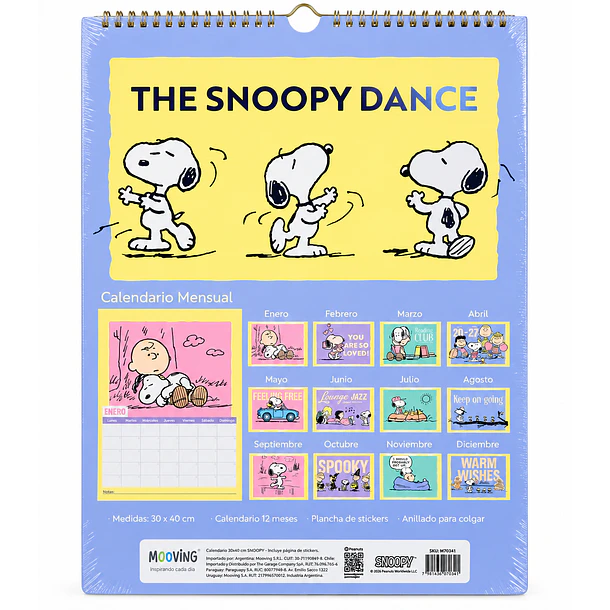 CALENDARIO SNOOPY 2027 MOOVING 30X40 CM CON STICKERS 5