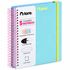 CUADERNO 5 MATERIAS 200 HOJAS 7MM TORRE 2