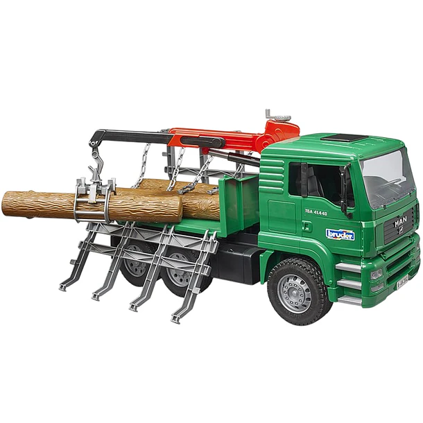 CAMIÓN MAN TGA FORESTAL CON GRÚA Y TRONCOS BRUDER 1:16 2