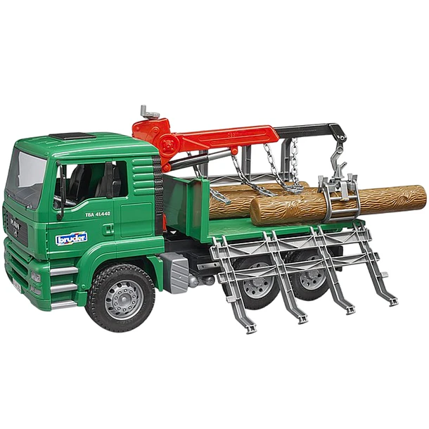 CAMIÓN MAN TGA FORESTAL CON GRÚA Y TRONCOS BRUDER 1:16 4
