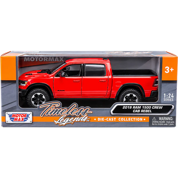RAM 1500 CREW CAB REBEL 2019 ROJA MOTORMAX 1:27 DIECAST 7
