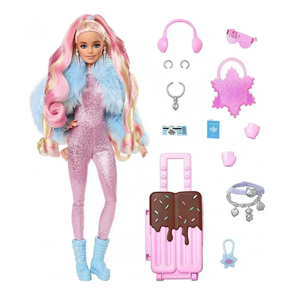 BARBIE EXTRA FLY MUÑECA VIAJE INVIERNO CON 15 ACCESORIOS 2
