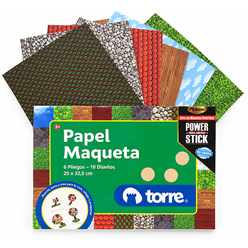 PAPEL MAQUETA TORRE 6 PLIEGOS 10 DISEÑOS 25 X 32,5 CM