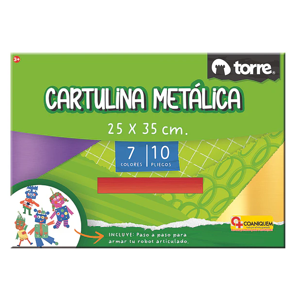 BOLSÓN CARTULINA METÁLICA TORRE 10 PLIEGOS – 7 COLORES 1
