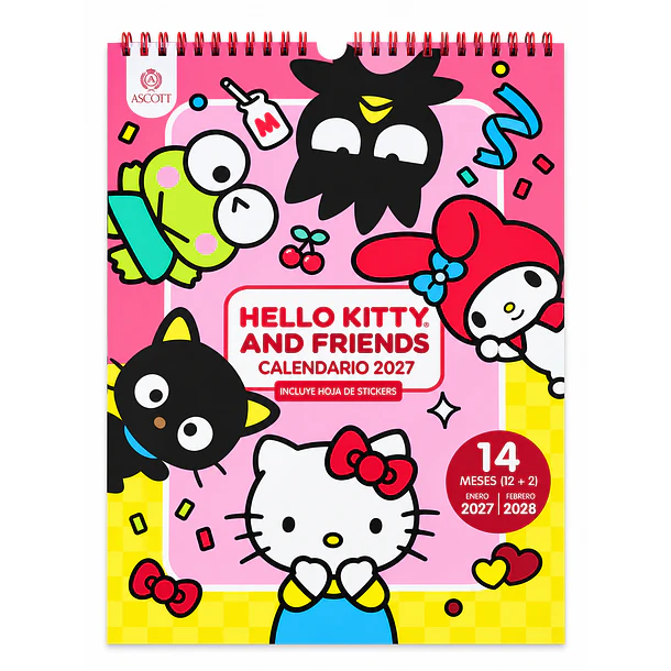 CALENDARIO ASCOTT HELLO KITTY AND FRIENDS 2027 14 MESES 1