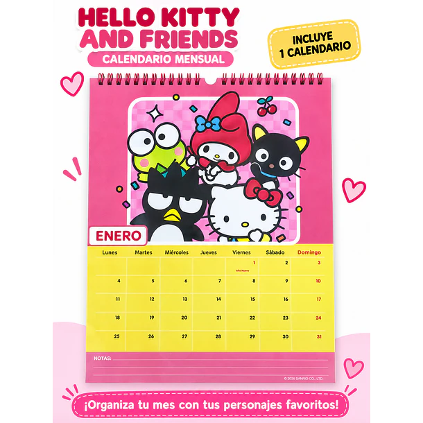 CALENDARIO ASCOTT HELLO KITTY AND FRIENDS 2027 14 MESES 3