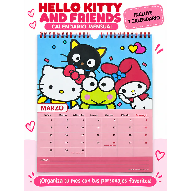 CALENDARIO ASCOTT HELLO KITTY AND FRIENDS 2027 14 MESES 4