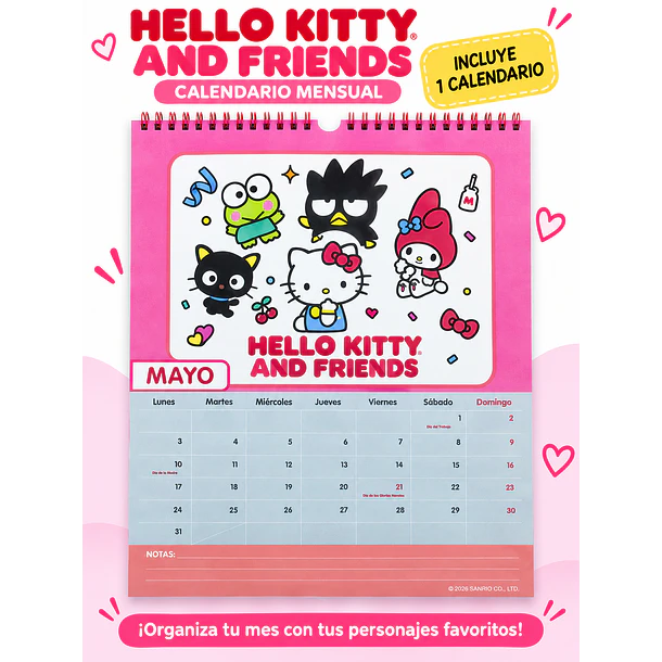 CALENDARIO ASCOTT HELLO KITTY AND FRIENDS 2027 14 MESES 7
