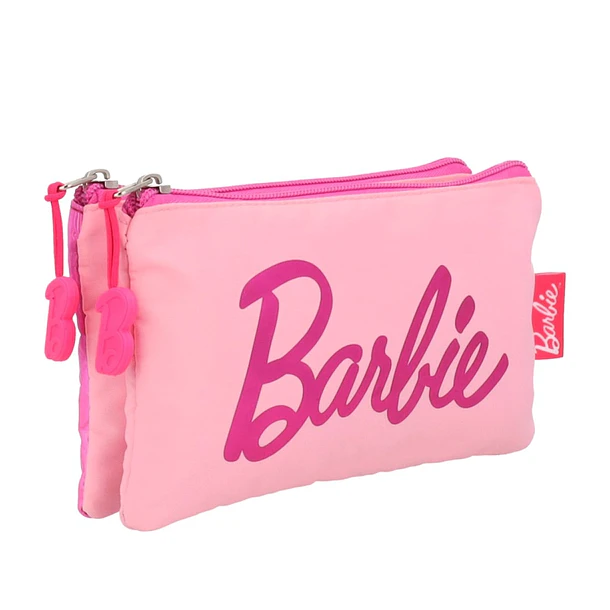 ESTUCHE BARBIE JUVENIL DOBLE ROSADO CON 2 CIERRES 2