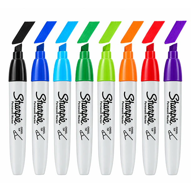 MARCADORES PERMANENTES SHARPIE BISELADOS 8 COLORES 2