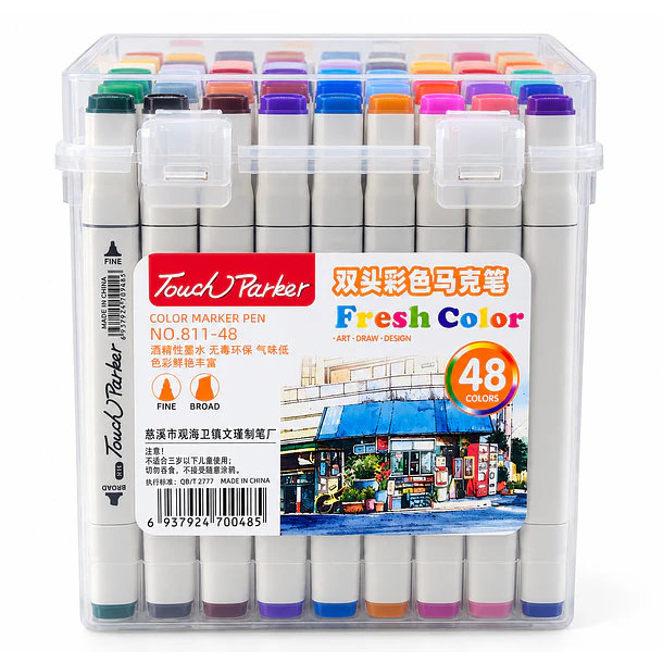 SET MARCADORES DOBLE PUNTA YUZE 48 COLORES YZ-502 1