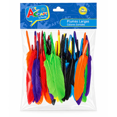 PLUMAS LARGAS COLORES SURTIDOS 10-15 CM 50 UNIDADES