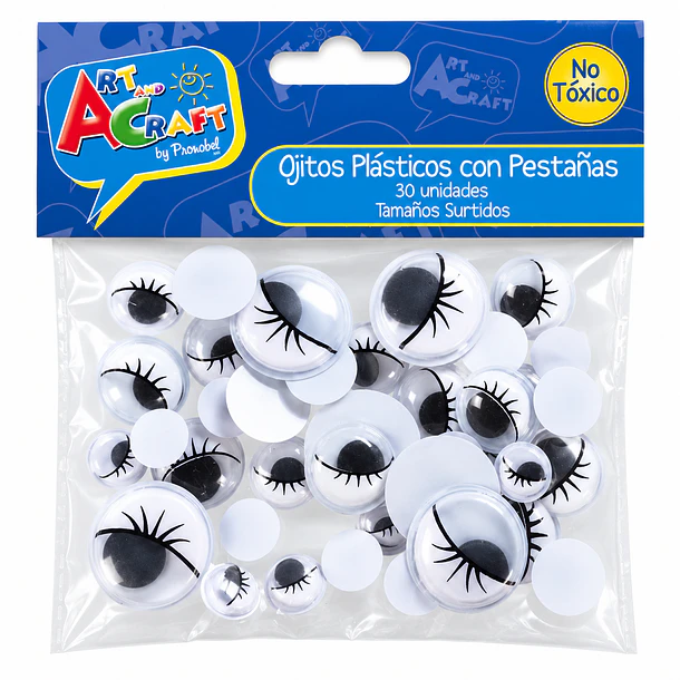 OJITOS PLÁSTICOS CON PESTAÑAS 30UND TAMAÑOS SURTIDOS 1