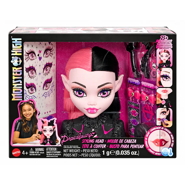 MUÑECA MONSTER HIGH DRACULAURA CABEZA DE PEINADOS 1