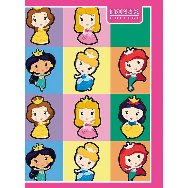 CUADERNO COLLEGE PRINCESAS KAWAII 80 HOJAS PROARTE 1