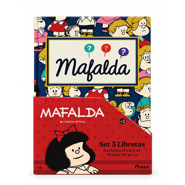 SET 3 LIBRETAS MAFALDA TAPA DURA 60 HOJAS TORRE 2