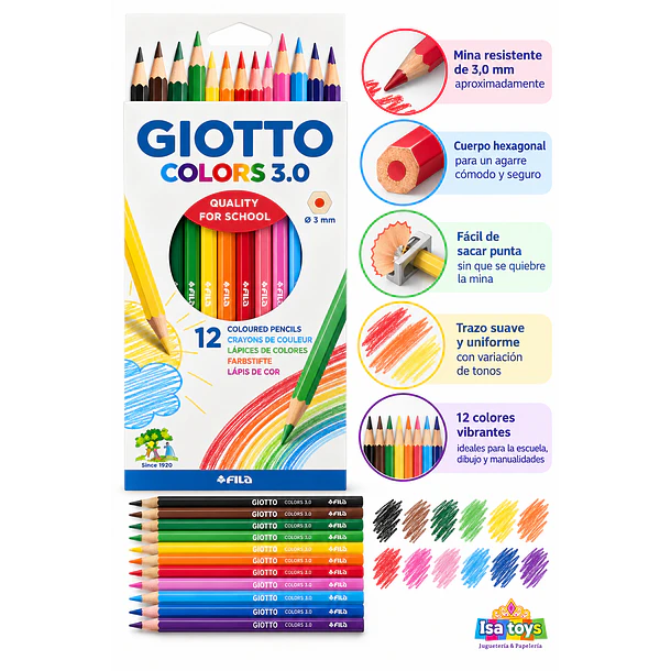 LÁPICES DE COLORES GIOTTO COLORS 3.0 12 UNIDADES 2