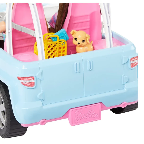 BARBIE Y AMIGA CON JEEP CELESTE Y ACCESORIOS MATTEL 2