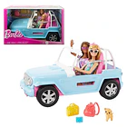 BARBIE Y AMIGA CON JEEP CELESTE Y ACCESORIOS MATTEL 3