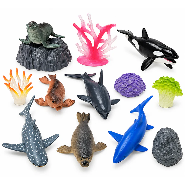 SET ANIMALES MARINOS 13 PIEZAS JUEGO DIDÁCTICO INFANTIL 1
