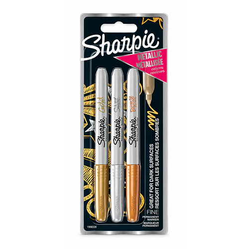 MARCADORES SHARPIE METÁLICOS PUNTA FINA 3 COLORES