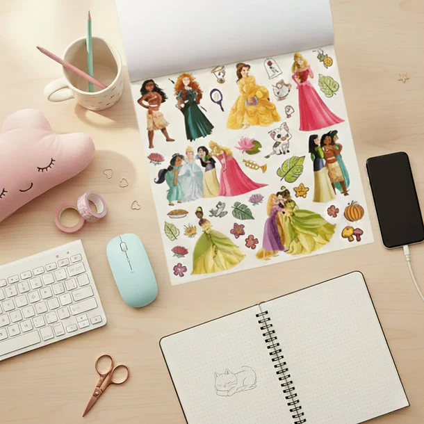 ÁLBUM STICKERS REUTILIZABLES DISNEY PRINCESAS ARTEL 4