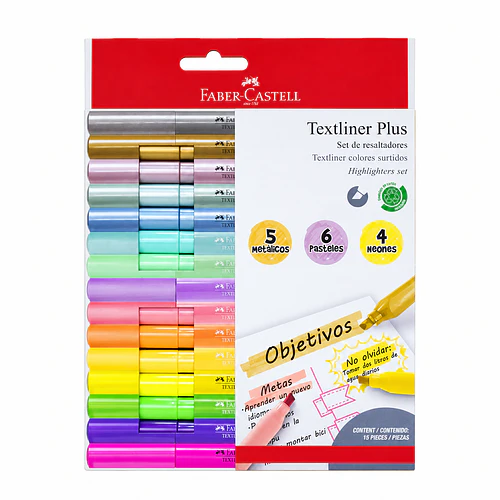 SET 15 RESALTADORES FABER-CASTELL TEXTLINER PLUS