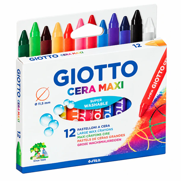 CRAYONES DE CERA GIOTTO CERA MAXI 12 COLORES LAVABLES