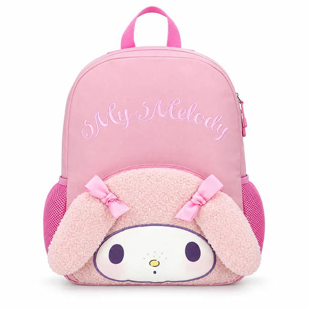 MOCHILA MY MELODY TEDDY ROSA CON BOLSILLO DE PELUCHE 1