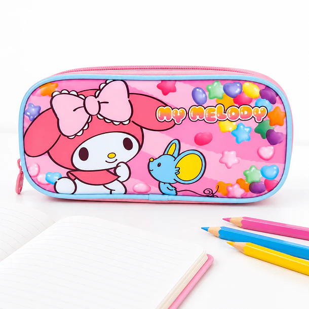 ESTUCHE ESCOLAR MY MELODY ROSA CON CIERRE 2