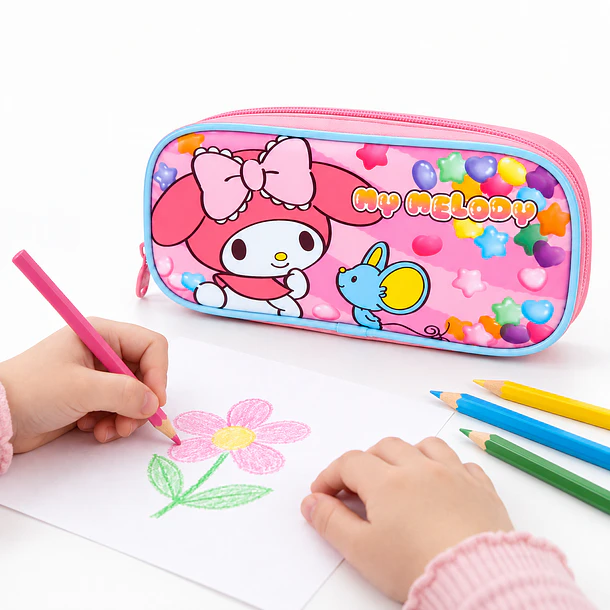 ESTUCHE ESCOLAR MY MELODY ROSA CON CIERRE 3