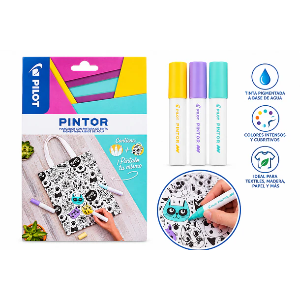 SET PILOT PINTOR PARA PINTAR BOLSO 3 MARCADORES 2