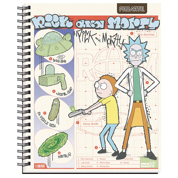 CUADERNO UNIVERSITARIO PROARTE 7MM 100H RICK AND MORTHY 1