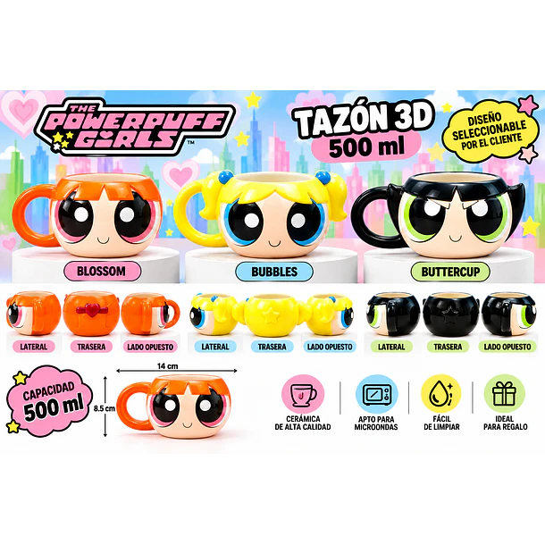 TAZÓN 3D LAS CHICAS SUPERPODEROSAS 500 ML CERÁMICA 10