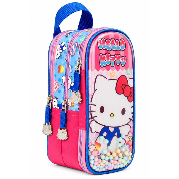 ESTUCHE HELLO KITTY KEEP 3 COMPARTIMIENTOS ROSADO 2