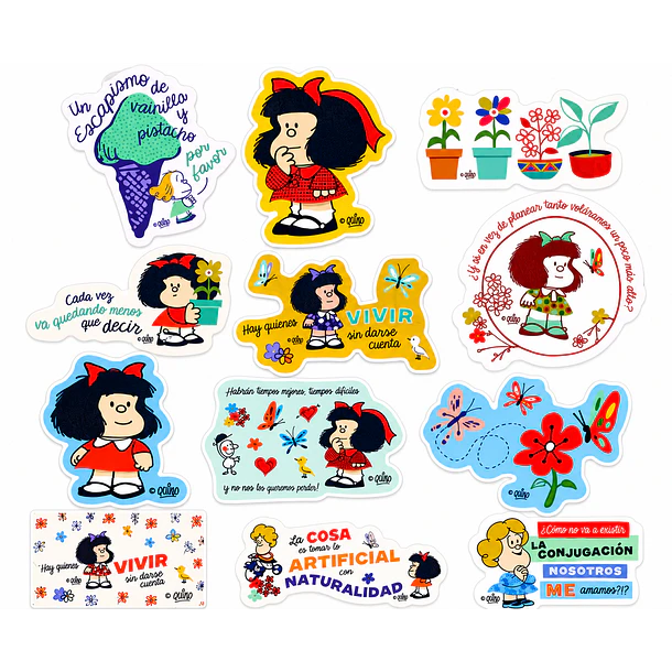 SET 12 STICKERS MAFALDA PARA NOTEBOOK 5X5 CM 3