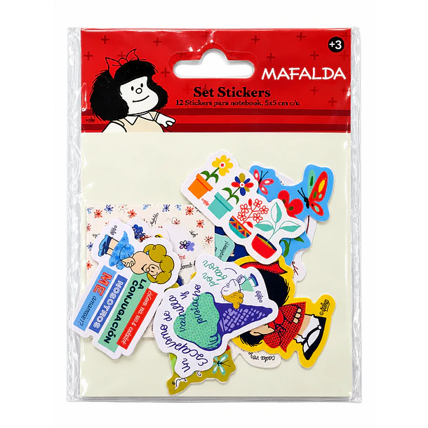 SET 12 STICKERS MAFALDA PARA NOTEBOOK 5X5 CM 2