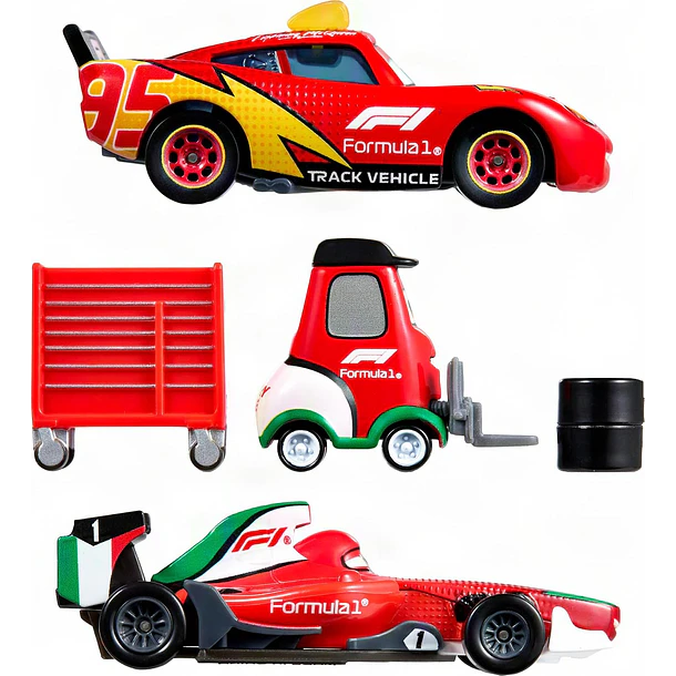 MATTEL DISNEY PIXAR CARS F1 PACK 3 VEHÍCULOS CON ACCESORIOS 4