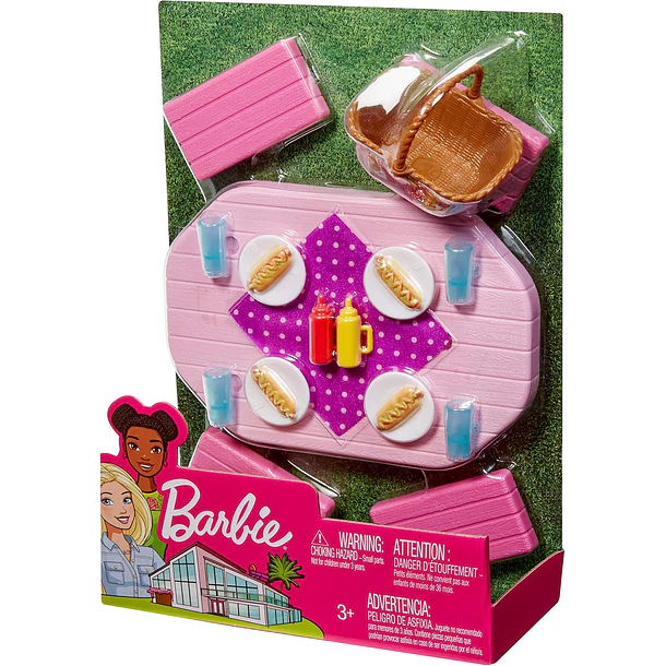 BARBIE SET DE PICNIC CON MESA, BANCOS Y ACCESORIOS 3