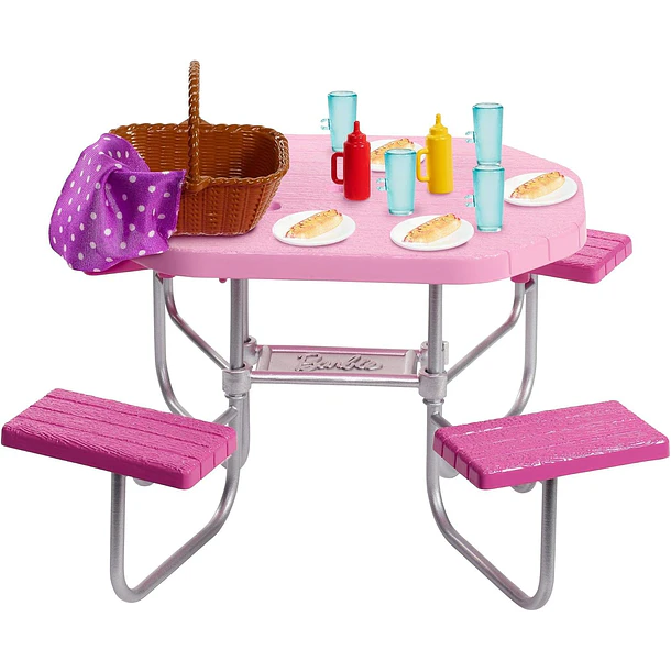 BARBIE SET DE PICNIC CON MESA, BANCOS Y ACCESORIOS 1