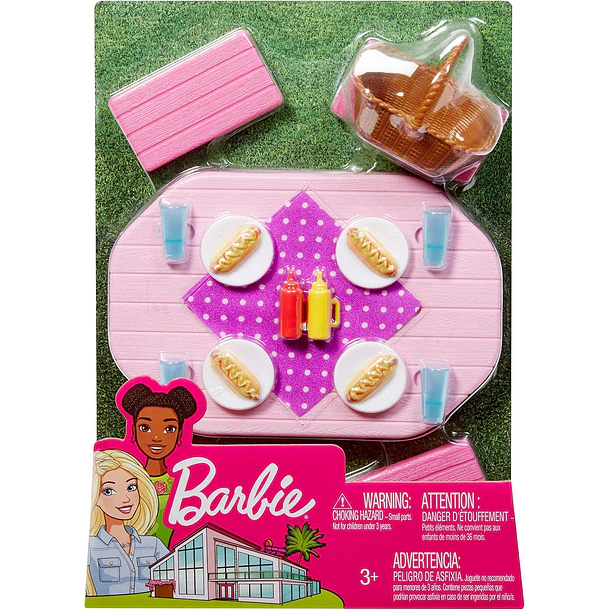 BARBIE SET DE PICNIC CON MESA, BANCOS Y ACCESORIOS 5
