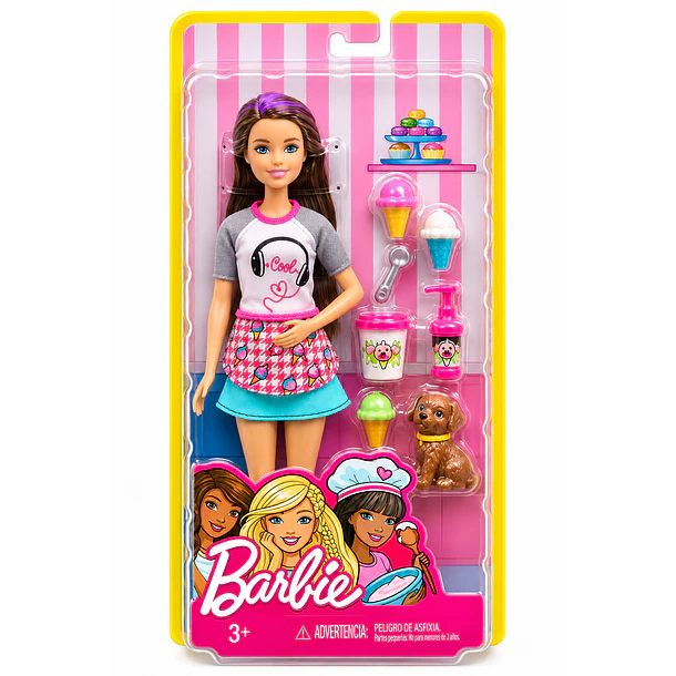 BARBIE HELADERÍA CON PERRITO Y ACCESORIOS MATTEL 3