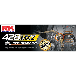 Cadena RK Takasago 428 MXZ. Dorada Sin o'ring, Heavy Duty Racing