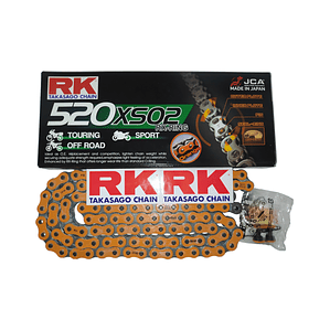 Cadena RK Takasago 520 XSO Naranja. Con RX'ring 