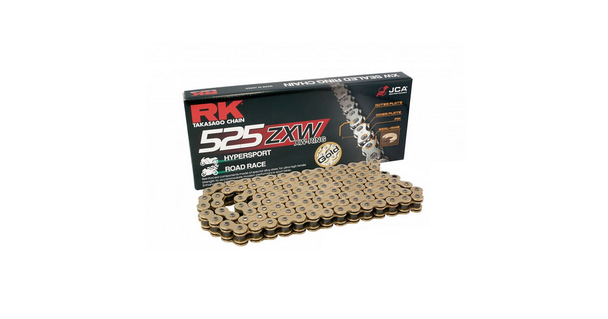 Cadena RK 525 ZXW. Con XW'ring. Dorada