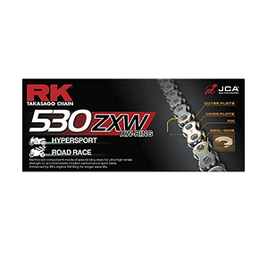 Cadena RK Takasago 530 ZXW. Con XW'ring, Dorada