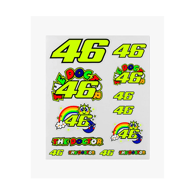 Set de Stickers VR46 colección 2022 de Valentino Rossi. (Tamaño Grande)