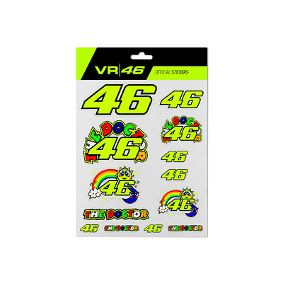 Set de Stickers VR46 colección 2022 de Valentino Rossi. (Tamaño Grande)