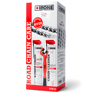 Pack Mantención de Cadena Ipone Road (Lubricante 750 ml + Limpiador 750 ml + Cepillo)