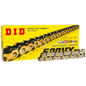 Cadena DID 520 VX3. Dorada, Con X'ring, Japonesa, 120L, Con Clip